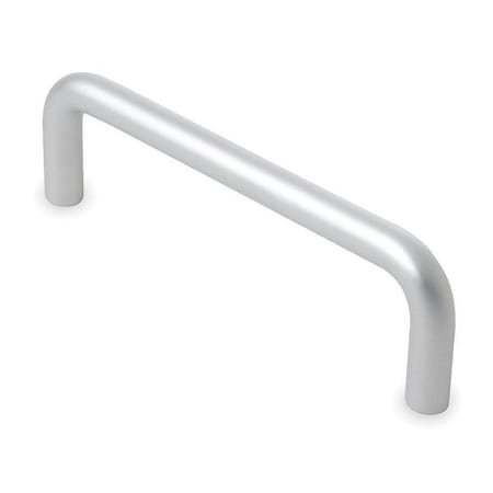 Zoro Select Wire Pull, Round, Silver, L 3 3/4 In, Matte, Threaded Holes 1XNY4