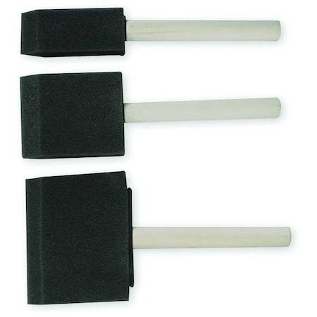 Zoro Select (1) Each 1" , 2" , and 3" Flat Sash Soft, Foam Bristle, Paint Brush Set, Unfinished Wood Handle 1XRK4