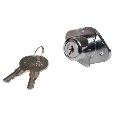 Zoro Select Cabinet and Drawer Dead Bolt Locks, Chrome, 7/8" For Door Thickness, 2 Number of Keys 1XRX3