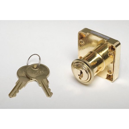 Zoro Select Cabinet and Drawer Dead Bolt Locks, Brass, 7/8" For Door Thickness, 2 Number of Keys, Alike Key Type 1XRY2