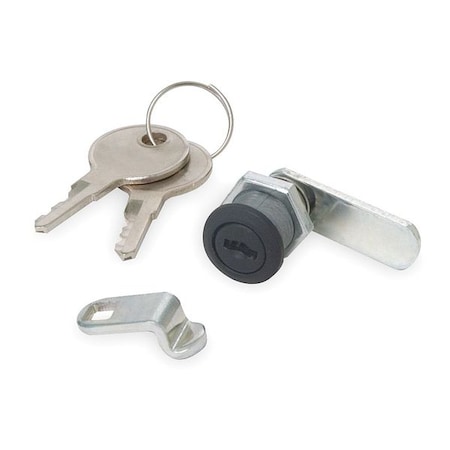 Zoro Select Pin Tumbler Keyed Cam Lock, Black Powder coated, 19/64 in For Door Thickness, 2 Number of Keys 1XRY5