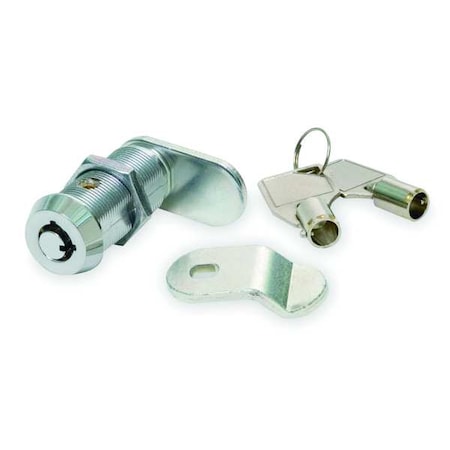 Zoro Select Pin Tumbler Keyed Cam Lock, Chrome, 7/16 in For Door Thickness, 2 Number of Keys, Alike Key Type 1XRZ5