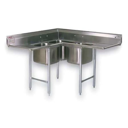 Eagle Group Kitchen Sink 19 in x 16 in, 3, 2, Floor Mount, 304 Stainless Steel C314-16-3-18