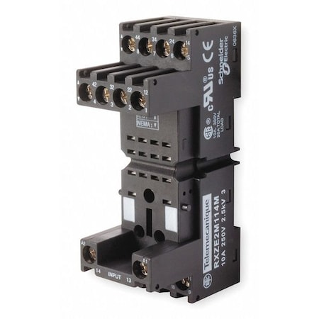 Schneider Electric Rlay Scket, Fingr Safe/Elvator, Square, 10A RXZE2M114M