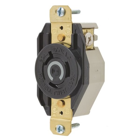 Hubbell Wiring Device-Kellems Locking Receptacle, L7-20R, 20 A, 277V AC, Single Phase, 2 Pole, Flush Mount, Screw Terminals HBL2330