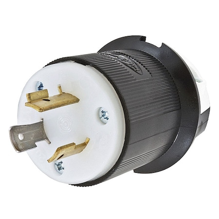 Hubbell Wiring Device-Kellems Locking Plug, L7-20P, 20 A, 277V AC, Single Phase, 2 Pole, Screw Terminals, Black, White HBL2331