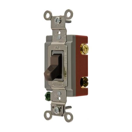 Hubbell Wiring Device-Kellems Wall Switch, 3-Way, 120/277V, 20A, Brn, Toggl HBL1223