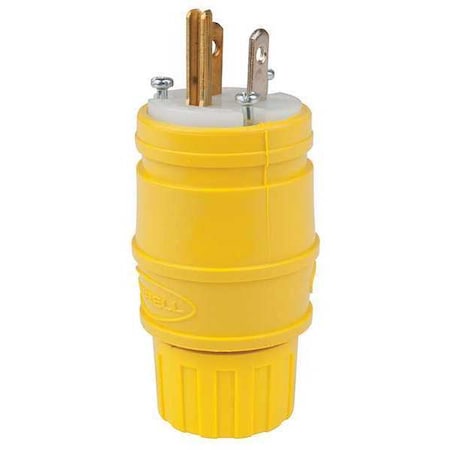 Hubbell Wiring Device-Kellems Watertight Straight Blade Plug, 5-15P, 15 A, 125V AC, 2 Pole, Screw Terminals, Grounded HBL14W47