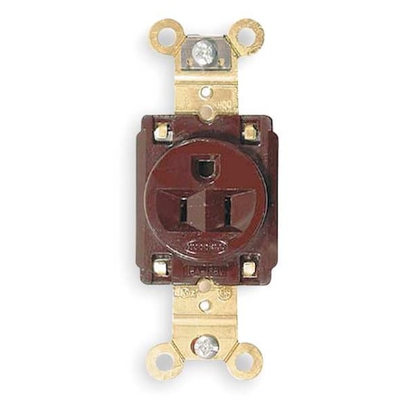 Hubbell Wiring Device-Kellems Straight Blade Receptacle, 5-15R, 15 A, 125V AC, 2 Pole, 3 Wire, Flush Mount, Grounded HBL5261