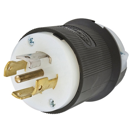 Hubbell Wiring Device-Kellems Locking Plug, L21-30P, 30 A, 120/208V AC, Three Phase, 4 Pole, Screw Terminals, Black, White HBL2811
