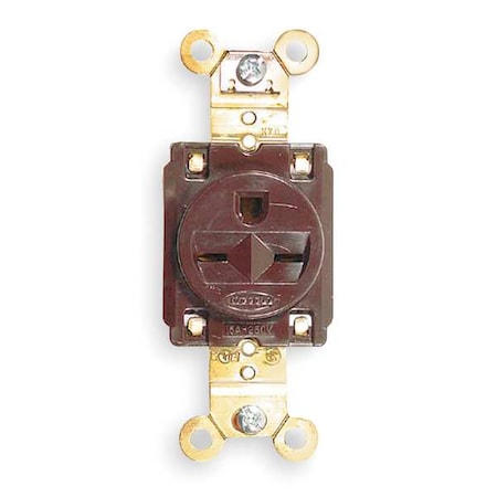 Hubbell Wiring Device-Kellems Straight Blade Receptacle, 6-15R, 15 A, 250V AC, 2 Pole, 3 Wire, Flush Mount, Grounded HBL5661