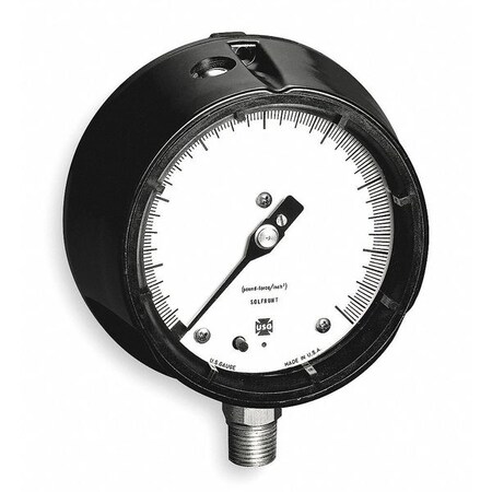 U.S. Gauge Pressure Gauge, 0 to 100 psi, 1/2" MNPT, Plastic, Black 1980