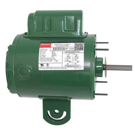 Dayton Agricultural Fan Motor, Permanent Split Capacitor, 1/2 HP, 115/230V AC, 1,700 Nameplate RPM 1YAZ9BG