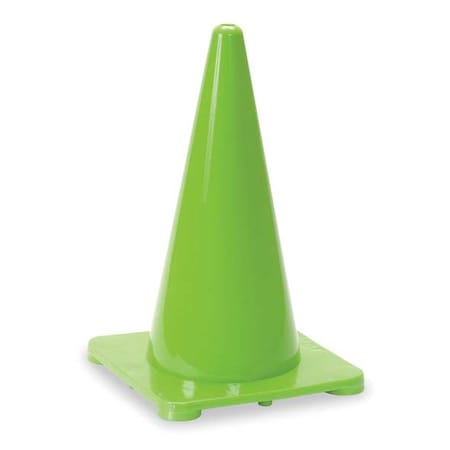 Zoro Select Traffic Cone, Polyethylene, Non-Reflective, 18 in Height, 1.5 lb, Green 1YBW8