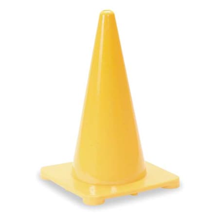 Zoro Select Traffic Cone, Polyethylene, Non-Reflective, 18 in Height, 1.5 lb, Yellow 1YBW6