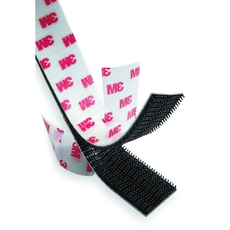 3M Reclosable Fastener, Rubber Adhesive, 150 ft, 1 in W, Black SJ3540