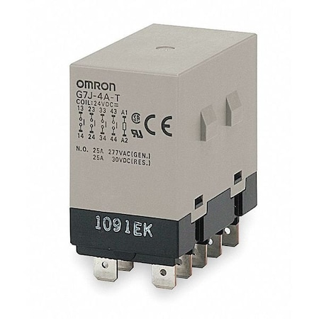 OMRON Enclosed Power Relay, Bracket Mounted, 3PST-NO, SPST-NC, 100/120V AC, 10 Pins, 4 Poles G7J-3A1B-T-W1-AC100/120