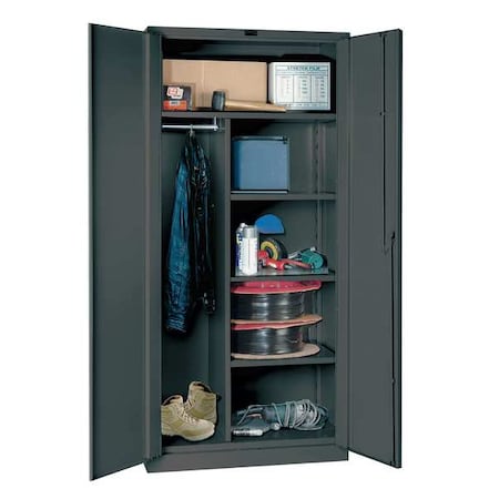 Hallowell Combo Wardrobe Storage Cabinet, 78 in H, 36 in W, 24 in D, Swing, Padlock Hasp, Dark Gray, 0 Drawers HW6CC6478-4CL