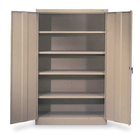 Tennsco Shelving Storage Cabinet, 78 in H, 48 in W, Swing, Keyed, Sand, 5 Shelves, 0 Drawers J2478SUSD