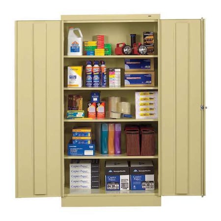 Tennsco Shelving Storage Cabinet, 72 in H, 36 in W, Sand, 0 Drawers 7218SD