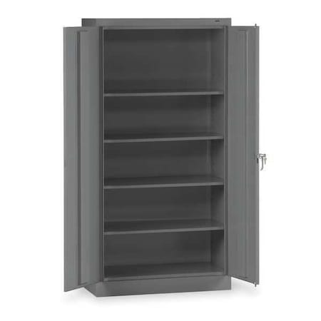 Tennsco Shelving Storage Cabinet, 72 in H, 36 in W, Swing, Keyed, Medium Gray, 4 Shelves, 0 Drawers 7218MGY