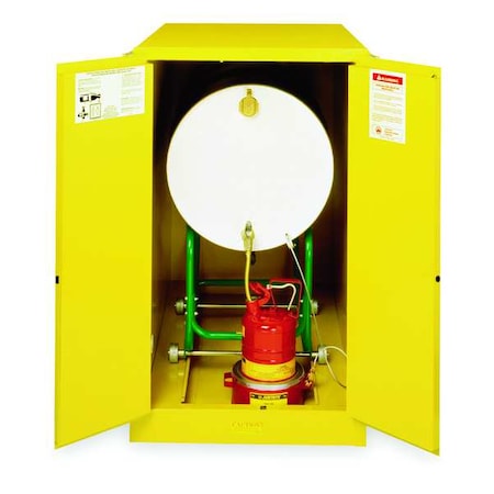 Justrite Hazardous Material Storage Cabinet, 55 gal, 0 Shelves, Steel, 30 in W x 50 in H x 48 in D, Yellow 899300