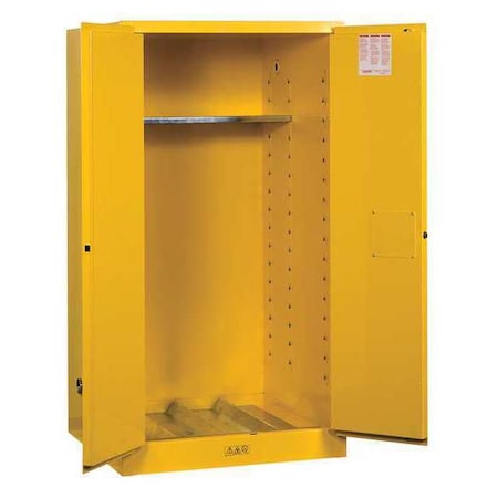 Justrite Hazardous Material Storage Cabinet, 55 gal, 1 Shelves, Steel, 34 in W x 65 in H x 34 in D, Yellow 896200