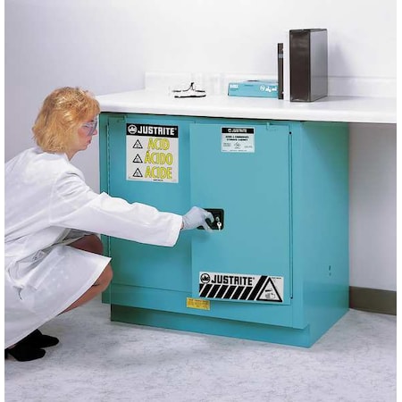 Justrite Hazardous Material Storage Cabinet, 22 gal, 1 Shelves, Steel, 35 in W x 35 in H x 22 in D, Blue 892302