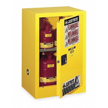 Justrite Hazardous Material Storage Cabinet, 12 gal, 1 Shelves, Steel, 23 1/4 in W x 35 in H x 18 in D 891200