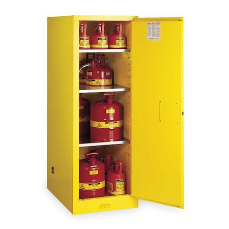Justrite Hazardous Material Storage Cabinet, 54 gal, 3 Shelves, Steel, 23 1/4 in W x 65 in H x 34 in D 895420