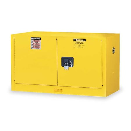 Justrite Hazardous Material Storage Cabinet, 17 gal, 1 Shelves, Steel, 43 in W x 24 in H x 18 in D, Yellow 891700
