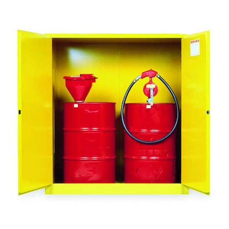 Justrite Hazardous Material Storage Cabinet, 110 gal, 1 Shelves, Steel, 59 in W x 65 in H x 34 in D, Yellow 899160