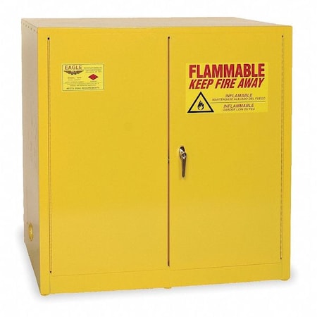 Eagle Mfg Hazardous Material Storage Cabinet, 60 gal, 1 Shelves, Steel, 43 in W x 44 in H x 34 in D, Yellow 1964X
