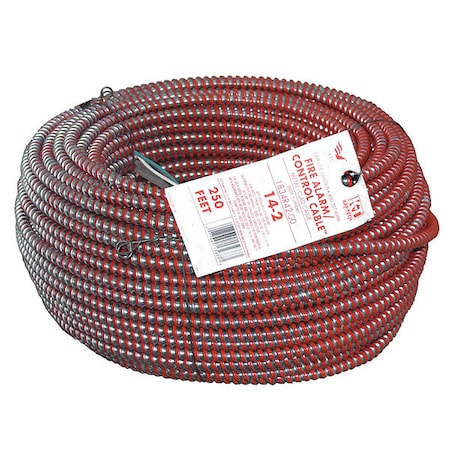 Afc Cable Systems Metal Clad Building Cable, MC; FPLP, 14 AWG, 2C with Ground C, Red, Steel, Solid, 600V AC, 250 ft 1834R42-00