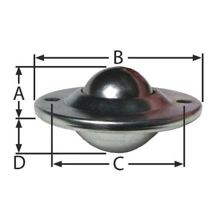 Ashland Conveyor Ball Transfer, Cntrsunk, 1In Ball Dia BT LPCS 2H 1DIA 75 CS/CS