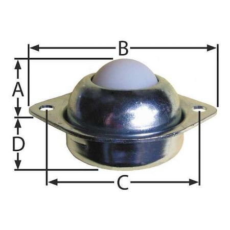 Ashland Conveyor Ball Transfer, Cntrsunk, 1In Ball Dia BT CF 2H 1DIA 35 NYL/CS