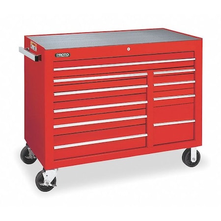 Proto 450 Rolling Cabinet, 10 Drawer, Red, Steel, 50-1/2" W x 25" D x 41" H J455041-10RD