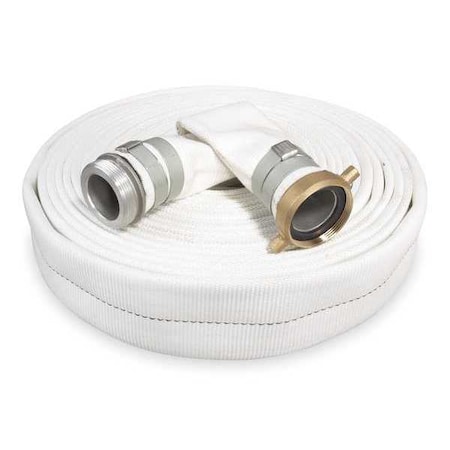 Zoro Select 2" ID x 50 ft Rubber Water Discharge Hose 125 PSI WT 1ZMT5