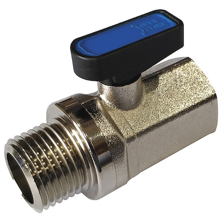 Zoro Select 1/8" FNPT x MNPT Nickel Brass Mini Ball Valve Inline G-MVFP-18M