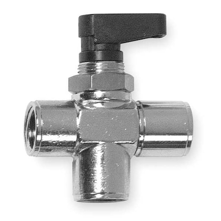 Aignep Usa 3/8" FNPT Nickel Brass Mini Ball Valve 3-Way 86700-06