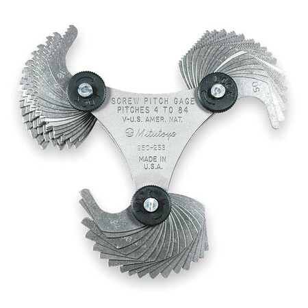 Mitutoyo Screw Pitch Gage, V, Unified, 4 to 84 950-253