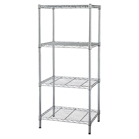 ZORO SELECT Wire Shelving Unit, 24"D x 36"W x 74"H, 4 Shelves, Chrome 1ANZ8