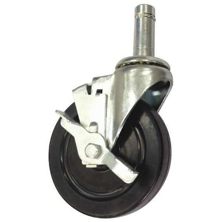 Zoro Select Swivel Stem Caster Brake, Rubber 5", 280 lb., Black 1ZTJ2