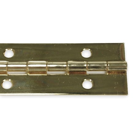 Zoro Select Piano Hinge, Brass, Full Surface Mounting, 3/4 in Leaf W x 72 in Leaf H, Bright Brass 1CBP4