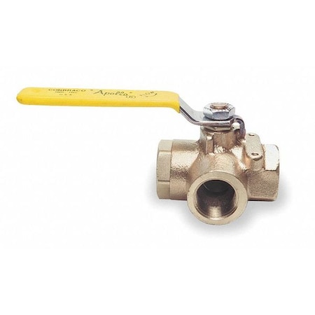 APOLLO VALVES 1/2" FNPT Bronze Ball Valve 3-Way 7060301