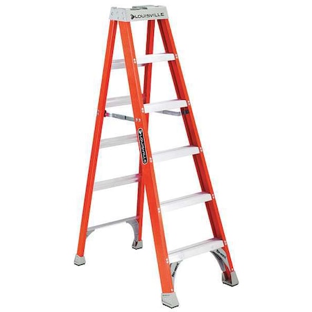 Louisville 6 ft Fiberglass Stepladder, 300 lb Capacity FS1506