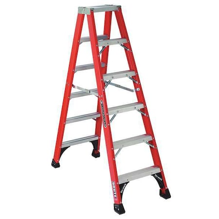 Louisville 6 ft Fiberglass Twin Stepladder, 375 lb Capacity FM1406HD