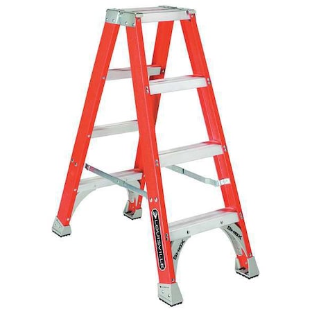 Louisville 4 ft Fiberglass Twin Stepladder, 300 lb Capacity FM1504