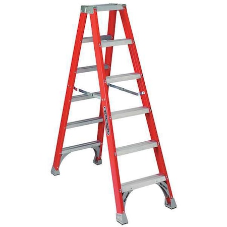 Louisville 6 ft Fiberglass Twin Stepladder, 300 lb Capacity FM1506
