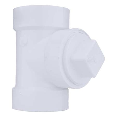 Zoro Select PVC Cleanout Tee with Plug, Hub x Hub x FNPT, 2 in Pipe Size 1CNX7